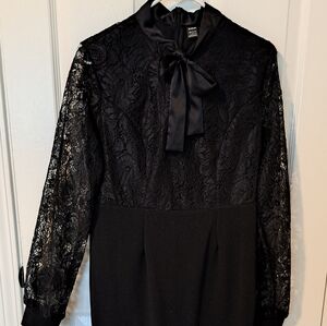 SHEIN Black Lace Long Sleeve Dress